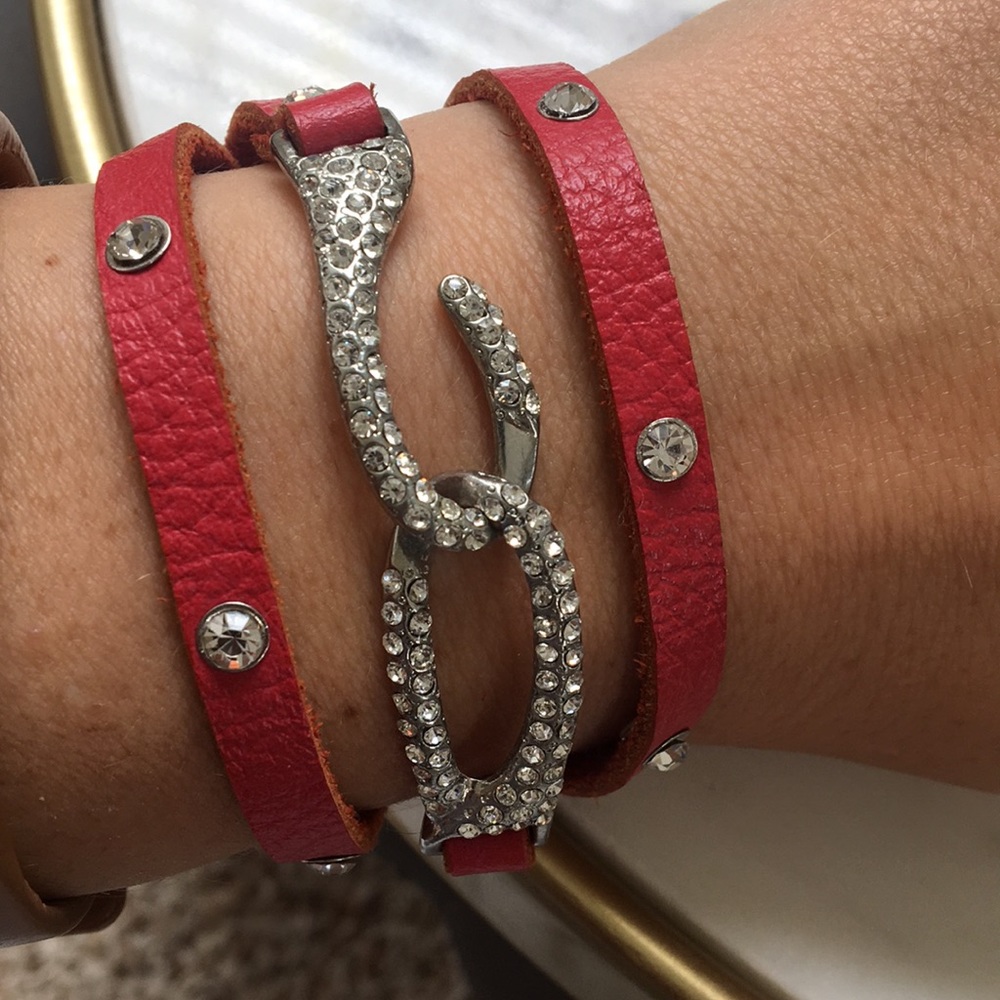 Red leather wrap bracelet